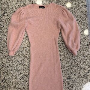 Elegant Pink Puff Sleeve Dress